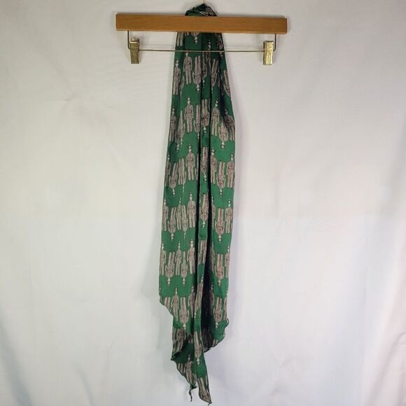 Green Silky Scarf with Police Officer Print - Picture 3 of 7
